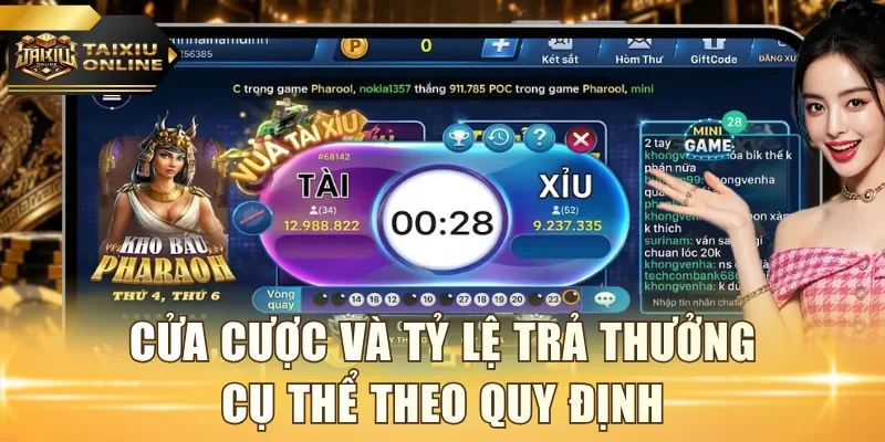 Cửa cược và tỷ lệ trả thưởng cụ thể theo quy định